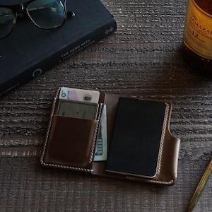 Carteira de couro Horween para notebook, capa para cartão Moleskine XS Volant Chromexcel Natural
