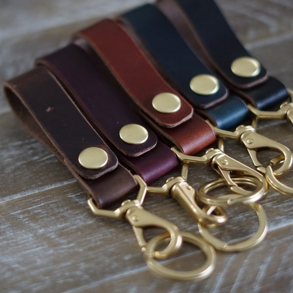 Horween Leather belt loop keychain, chromexcel cordovan leather key chain
