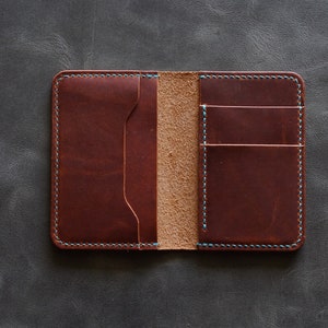 Horween Leather Men's compact wallet Dublin leather card holder wallet Slim bifold wallet minimalist wallet Front pocket lWallet image 3