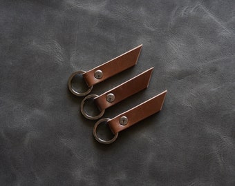 Horween Shell Cordovan keychain, Bourbon shell cordovan, key fob, Handmade leather keychain