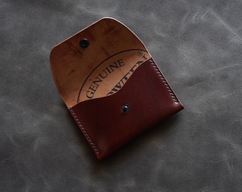 Horween shell cordovan Pouch Wallet, shell cordovan cuero minimalista snap bolsa tarjetero