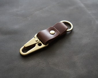 Horween Leather key chain , personalized leather lanyard and belt loop keychain