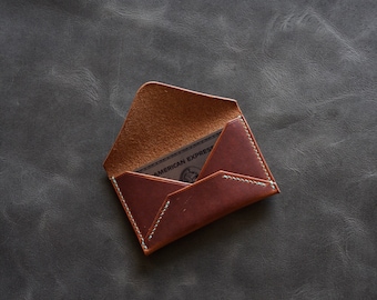 Horween Leather Minimalist Envelope Card Holder, Horween Envelope Credit Card business card case