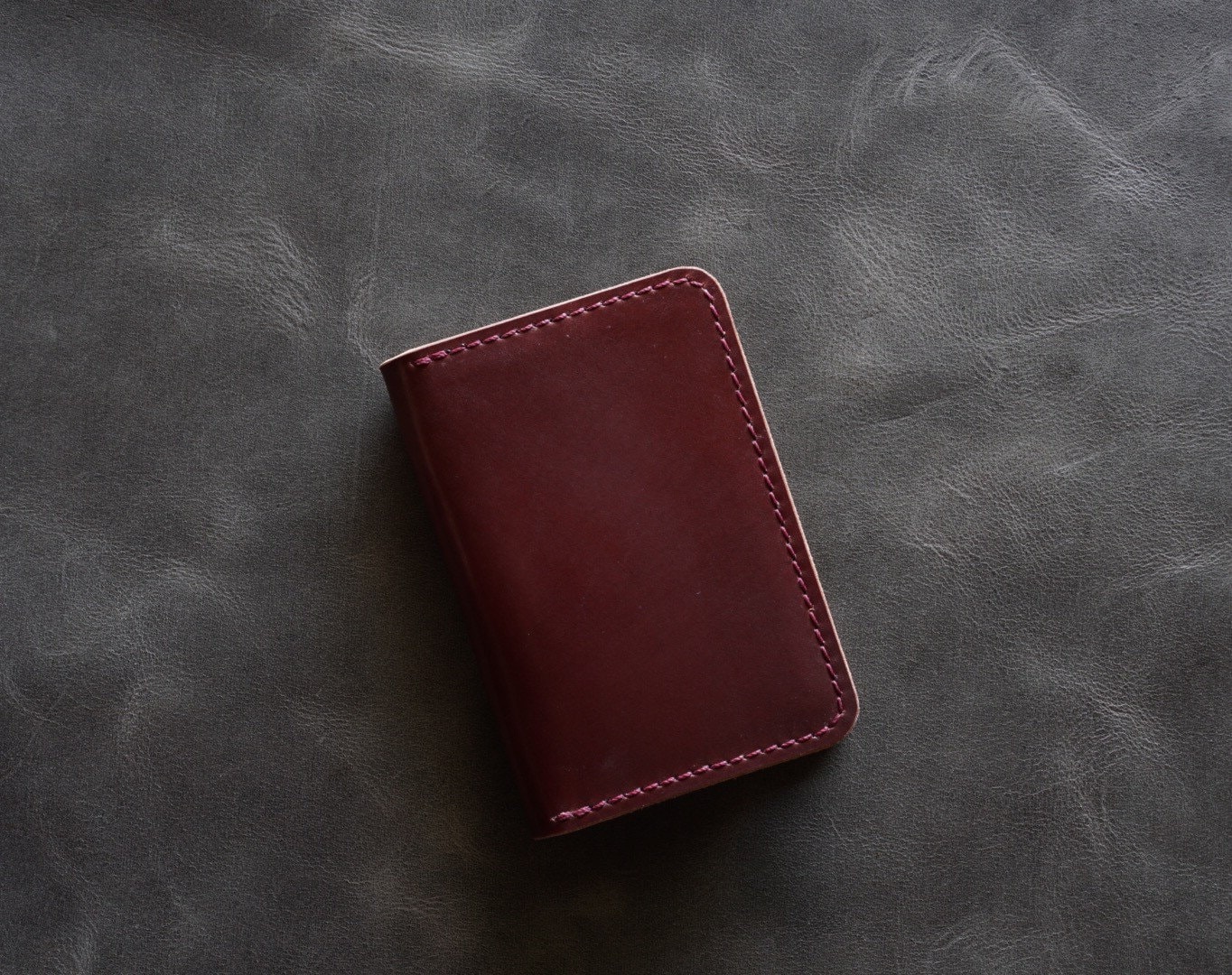 Horween Shell Cordovan Minimalist Wallet, Handmade Shell Cordovan