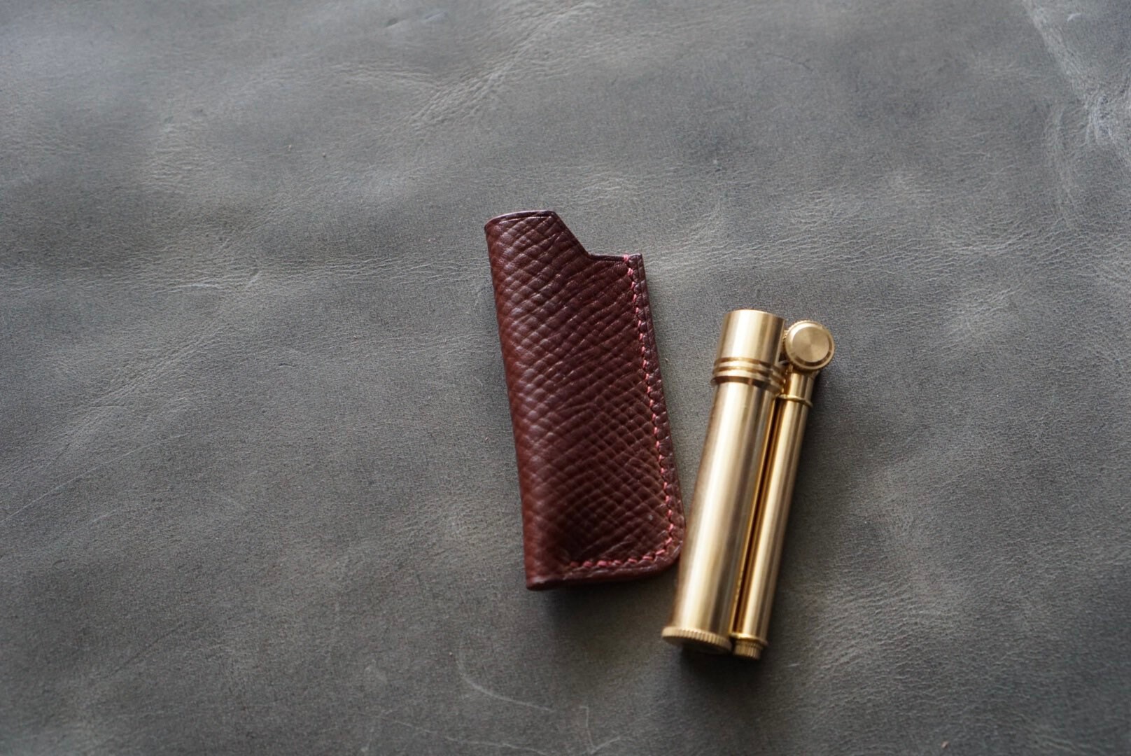 ★SENTIMENTS★ NO.624 [BURNISH] SPIKY LIGHTER LEATHER CASE N Lighter Sleeve, Leather Lighter Cover, Handmade Leather