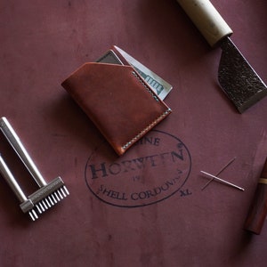 Cartera minimalista de cuero Horween / Tarjetero de cuero ultrafino