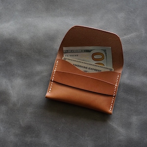 Cartera con solapa, cartera de cuero hecha a mano, tarjetero minimalista, billetera delgada, cartera con solapa, billetera de cuero italiana