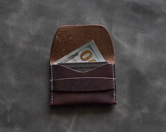 Horween leather pouch Wallet , Dublin leather flap closure pouch card case