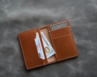 Italian Leather Vertical Bifold Wallet | Handmade 5 pocket Card Case Wallet | Minimalist style slim leather wallet