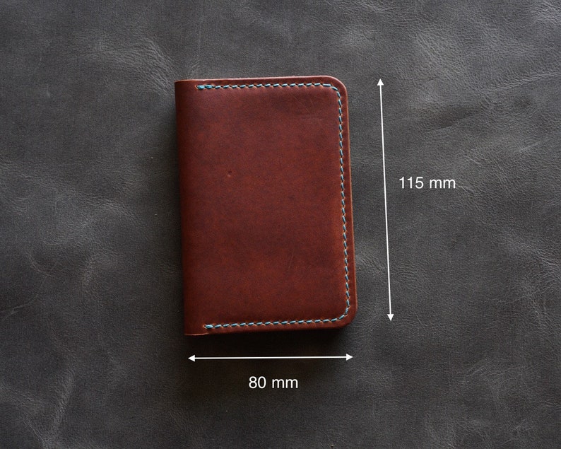 Horween Leather Men's compact wallet Dublin leather card holder wallet Slim bifold wallet minimalist wallet Front pocket lWallet image 5