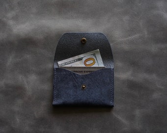 Snap wallet, handmade leather snap pouch wallet, minimalist card holder, Italian leather wallet, snap pouch card case, slim wallet