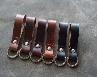 Horween Leather key chain , personalized leather lanyard and belt loop keychain