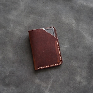 Tarjetero minimalista de cuero Horween / Cartera de cuero ultradelgada / Cartera de carga superior de cuero Horween