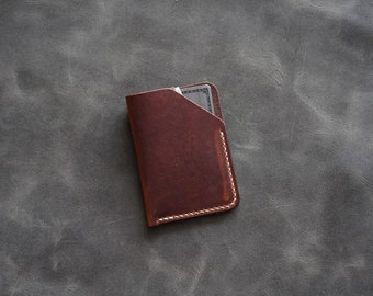 Horween Cuir Minimaliste Porte-Cartes | Portefeuille en cuir ultra mince | horween portefeuille de chargeur supérieur en cuir