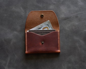 Horween leather pouch Wallet , Dublin leather snap pouch card case