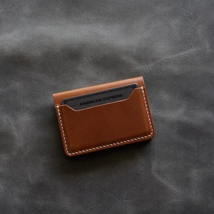 Cartera de bolsillo frontal de cuero italiano / Cartera de caja de tarjeta de 3 bolsillos hecha a mano / Cartera de cuero delgada de estilo minimalista / Cartera plegable de cuero delgada