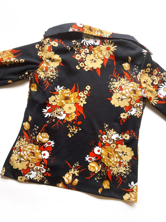 Vintage 1970's Collared Floral Open Blazer Jacket… - image 6