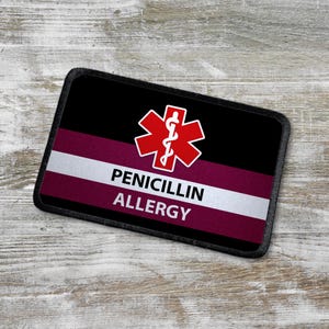 Medicinskt plåster mot penicillinallergi: Röd livsstjärna, kardborreband - 6 x 10 cm