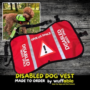 Tailored Disabled Dog Vest – &quot;Give Us Space&quot; Warning | Custom Fit, Reflective, Lightweight