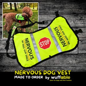 Tailored Nervous Dog Vest – &quot;We Need Our Space&quot; High-Vis Warning | Custom Fit, Reflective, Lightweight