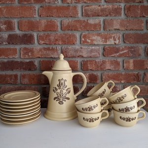 Vintage, Pfaltzgraff Porzellan Tee Service Set im Dorf Muster
