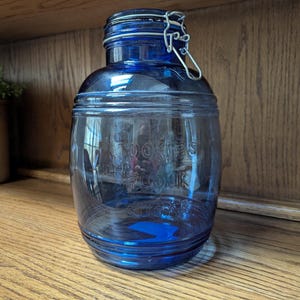 Vintage, Gallon-Size, Cobalt Glass Cookie Jar by Himark