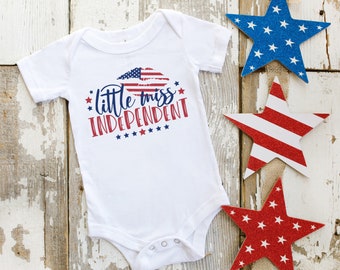 Little Miss Independent, 4th of July Shirt, Patriotic Shirt Boy, Girls, Baby Bodysuit, Fourth of July Graphic Tee for Toddler, July 4th