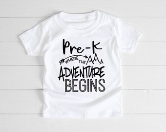Preschool Where The Adventure Begins, Preschool Tshirt, 1st Day of School Shirt, Graphic Tees, Pre-K Shirt, Pre-School Shirt, Gift for Kids