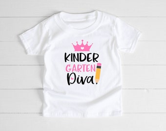 Kindergarten Diva, First Day of School Shirt, Kindergarten Shirt for girl, Back To School Gift, Cute Shirts For Girls, Personalized Shirt