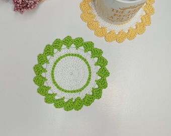 Handmade Crochet Drink Coaster for Breakfast  Doily for Table Decor Functional Crochet Coaster for Every Table Custom Border Color