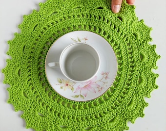 Handmade Crochet Placemat for Anniversary Sousplat for Breakfast  Original Gift