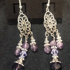 Amethyst and Swarovski Crystal Earrings