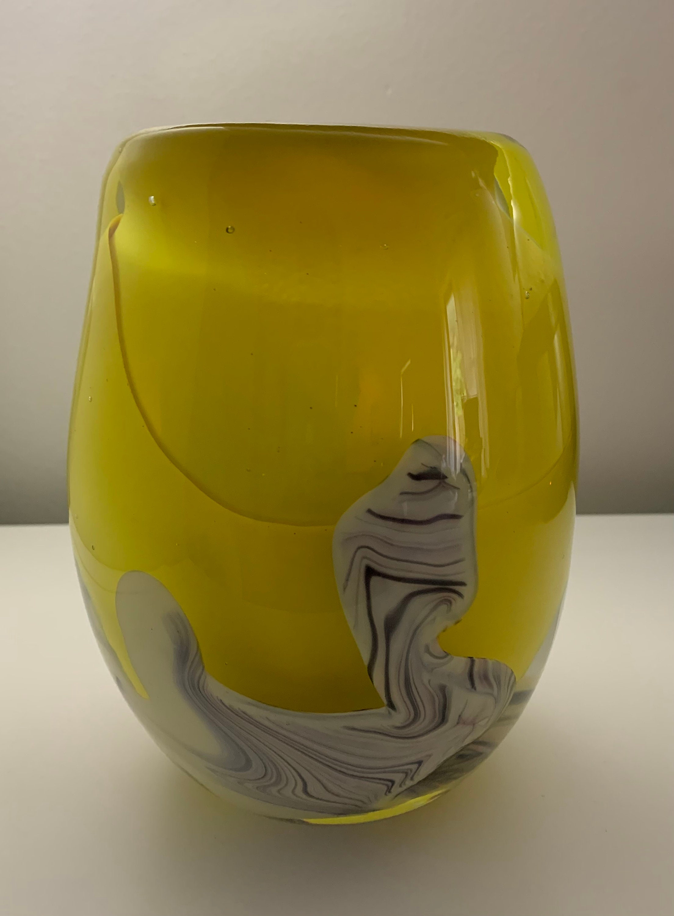 Tall, Wide, Yellow Blown Glass Vase Etsy
