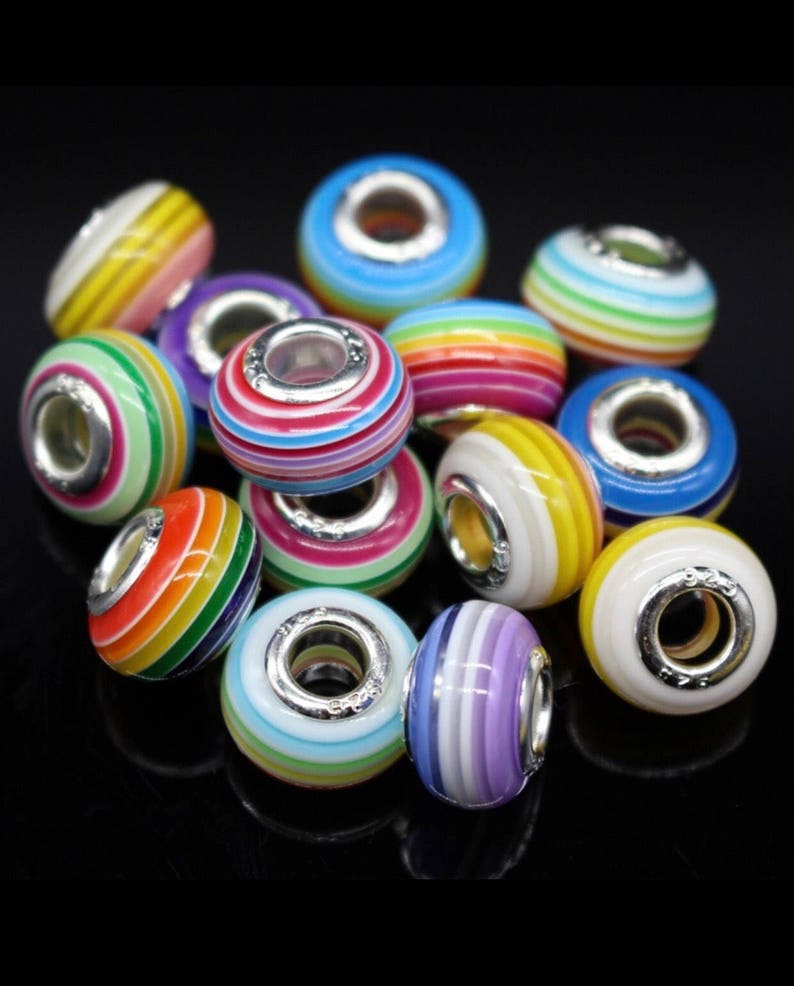 50pcs MIX Colorful murano big hole Beads fit European charm Bracelet DIY bead US