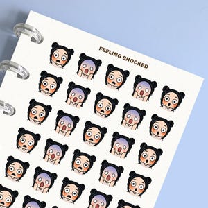 Pegatinas de planificador con sensación de shock, lindas pegatinas de estado de ánimo asustado para diarios, álbumes de recortes, planificación de recuerdos, calendario, planificación y registro diario