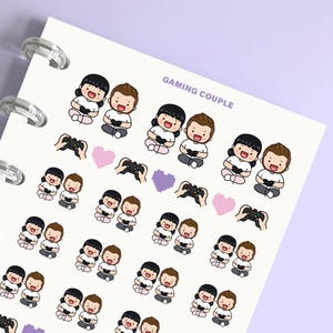 Gamer paar planner stickers, aangepaste planner stickers, paar stickers voor dagboek, plakboek, geheugenplannen, kalender, planning, journaling