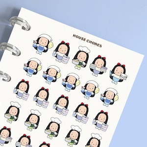 Stickers voor huishoudelijke taken, stickers voor huisreinigingstaken voor tijdschriften, scrapbooking, geheugenplanning, kalender, planning en journaling