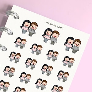 Hand in hand plannerstickers, lieve paarstickers voor tijdschriften, scrapbooking, geheugenplanning, kalender, planning en journaling