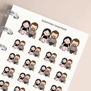 Winkelplannerstickers, paar liefdesstickers voor tijdschriften, scrapbooking, geheugenplanning, kalender, notitieboeken, planning en journaling
