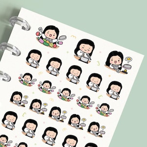 Adesivos para planejadores de culinária, adesivos fofos de cozinheiros para diários, scrapbooking faça você mesmo, planejamento de memórias, calendário, cadernos, planejamento e registro em diário