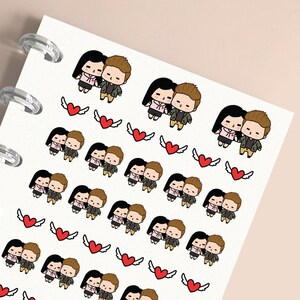 Pegatinas para planificador de pareja con corazones y besos, pegatinas para diarios, álbumes de recortes, planificación de recuerdos, calendarios, cuadernos, planificación y registro diario