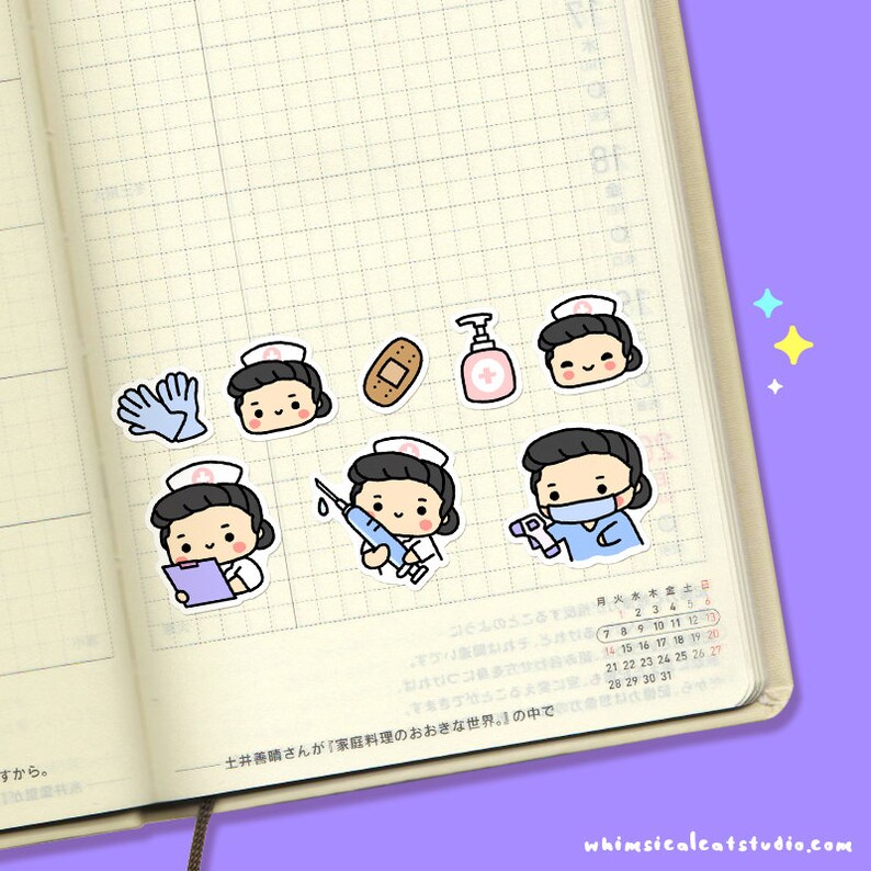 Nurse Planner Stickers Kawaii Nurse Stickers Medical Etsy