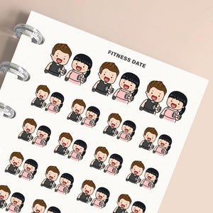 Stickers voor workout samen, stickers voor paar workouts voor dagboeken, scrapbooking, geheugenplanning, kalender, planning en journaling