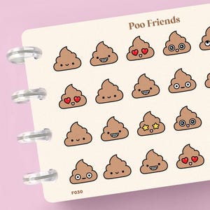 Naklejki Cute Poo Planner, Naklejki Poo do dzienników, DIY Scrapbooking, Planowanie wspomnień, Kalendarz, Notatniki, Planowanie i prowadzenie dziennika
