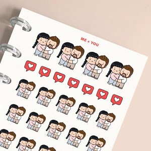 Me Plus You plannerstickers, aangepaste plannerstickers, paar stickers voor dagboek, plakboeken, geheugenplannen, kalender, planning, journaling