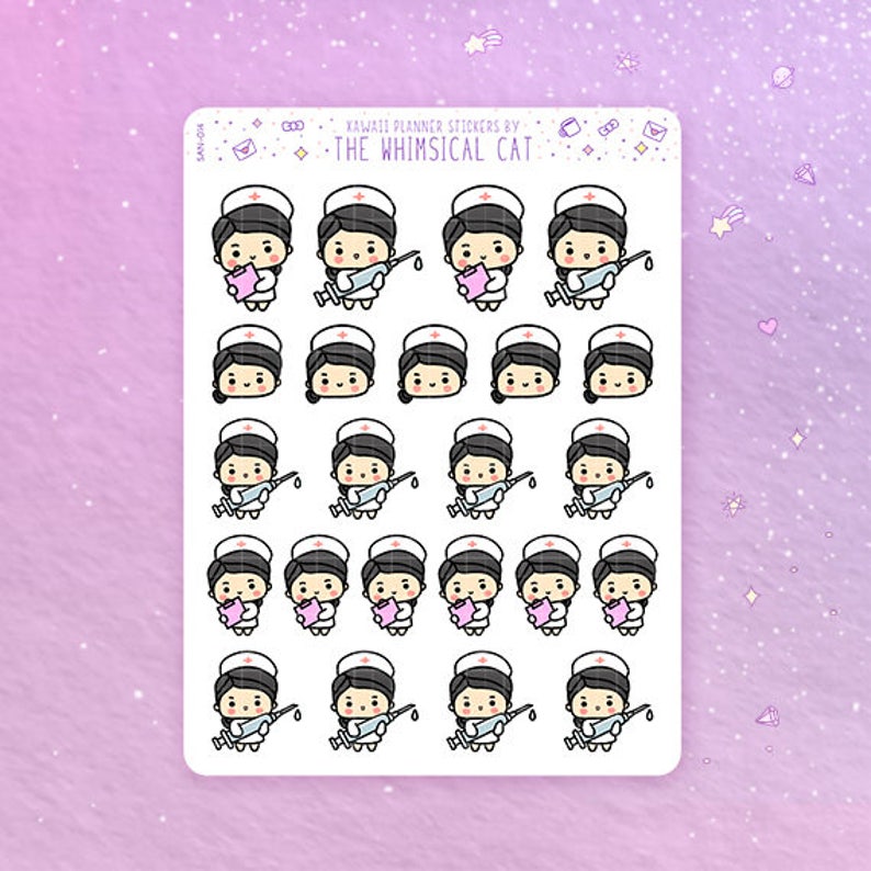 Nurse Planner Stickers Kawaii Nurse Stickers Medical Etsy