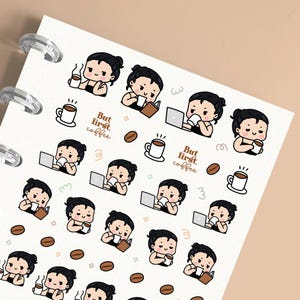 But First Coffee Planner Stickers, Cute Coffee Addict Stickers for Journals, Scrapbooking, Memory Planning, Calendar, Planning, Journaling