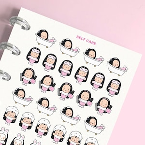 Zelfzorgplannerstickers, schattige zeemeermin zelf Love Me Time-stickers voor tijdschriften, geheugenplannen, kalender, notitieboekjes, planning en journaling