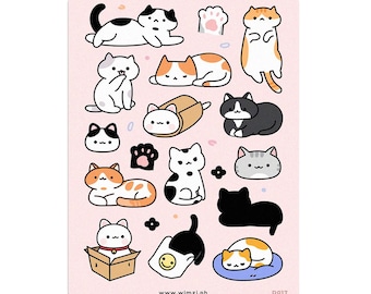 Schattige katten decoratieve dagboekstickers, stickervel dagboek, journaling essentials, planner decor, scrapbooking stickers, schattige stickers