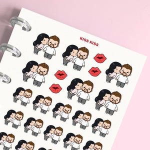 Kiss Kiss plannerstickers, aangepaste plannerstickers, paar stickers voor dagboek, plakboeken, geheugenplannen, kalender, planning, journaling